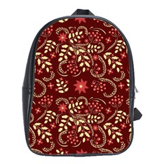 Folk Flowers Art Pattern Floral Abstract Surface Design  Seamless Pattern School Bag (large) by Eskimos