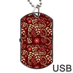 Folk Flowers Art Pattern Floral Abstract Surface Design  Seamless Pattern Dog Tag Usb Flash (one Side) by Eskimos