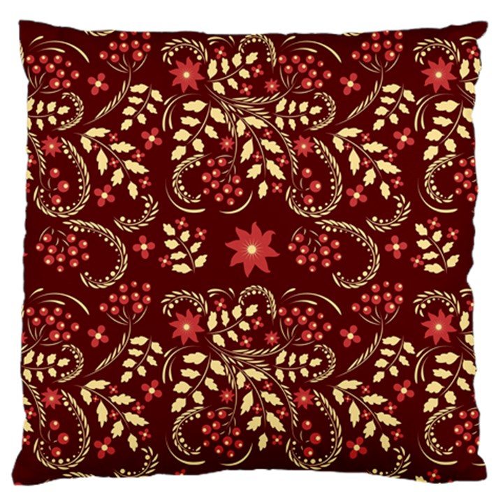 Folk flowers art pattern Floral abstract surface design  Seamless pattern Large Cushion Case (One Side)