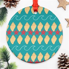 Starfish And Seashells  Sea Ornament (round) by SychEva