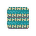 Starfish And Seashells  Sea Rubber Square Coaster (4 pack)  Front