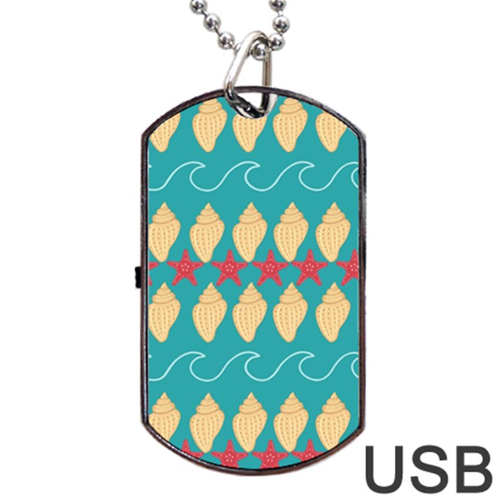 Starfish And Seashells  Sea Dog Tag USB Flash (One Side)