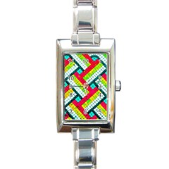 Pop Art Mosaic Rectangle Italian Charm Watch by essentialimage365