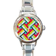 Pop Art Mosaic Round Italian Charm Watch by essentialimage365