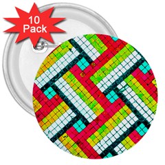 Pop Art Mosaic 3  Buttons (10 Pack)  by essentialimage365