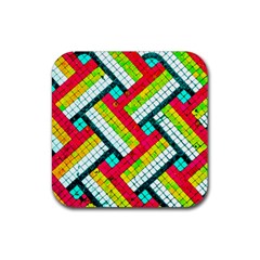 Pop Art Mosaic Rubber Coaster (square)  by essentialimage365