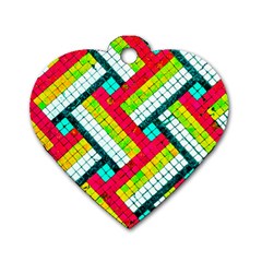 Pop Art Mosaic Dog Tag Heart (one Side) by essentialimage365