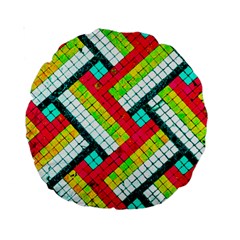 Pop Art Mosaic Standard 15  Premium Round Cushions by essentialimage365