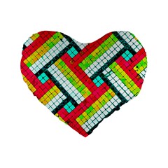 Pop Art Mosaic Standard 16  Premium Flano Heart Shape Cushions by essentialimage365