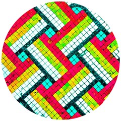 Pop Art Mosaic Wooden Puzzle Round by essentialimage365