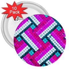 Pop Art Mosaic 3  Buttons (10 Pack) 