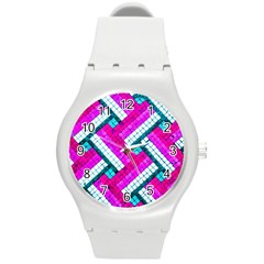 Pop Art Mosaic Round Plastic Sport Watch (m)