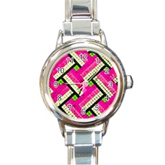 Pop Art Mosaic Round Italian Charm Watch by essentialimage365