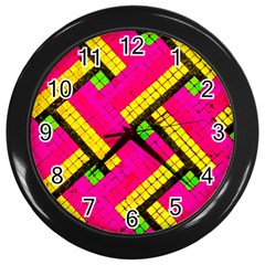 Pop Art Mosaic Wall Clock (black) by essentialimage365