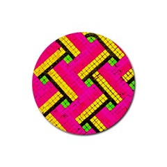 Pop Art Mosaic Rubber Coaster (round)  by essentialimage365