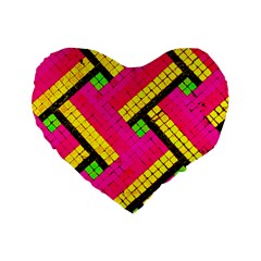 Pop Art Mosaic Standard 16  Premium Heart Shape Cushions by essentialimage365