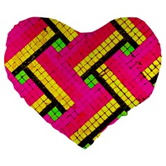 Pop Art Mosaic Large 19  Premium Heart Shape Cushions by essentialimage365