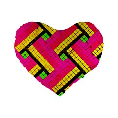 Pop Art Mosaic Standard 16  Premium Flano Heart Shape Cushions by essentialimage365