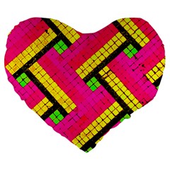 Pop Art Mosaic Large 19  Premium Flano Heart Shape Cushions by essentialimage365