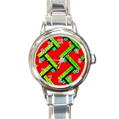 Pop Art Mosaic Round Italian Charm Watch by essentialimage365