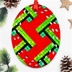 Pop Art Mosaic Oval Filigree Ornament (Two Sides) Back