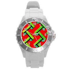 Pop Art Mosaic Round Plastic Sport Watch (l) by essentialimage365