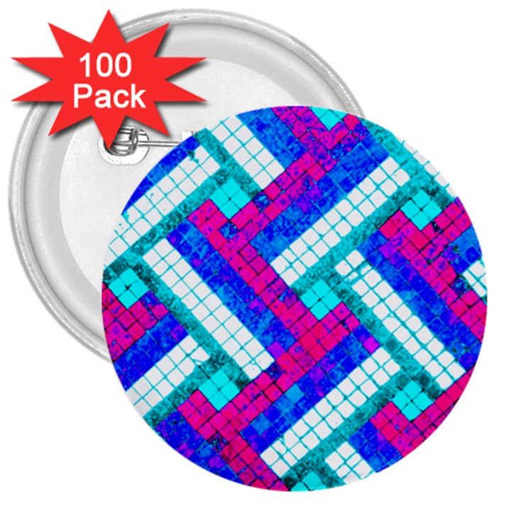 Pop Art Mosaic 3  Buttons (100 pack) 