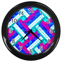 Pop Art Mosaic Wall Clock (black) by essentialimage365