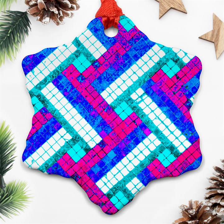 Pop Art Mosaic Snowflake Ornament (Two Sides)