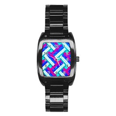 Pop Art Mosaic Stainless Steel Barrel Watch by essentialimage365