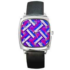 Pop Art Mosaic Square Metal Watch by essentialimage365