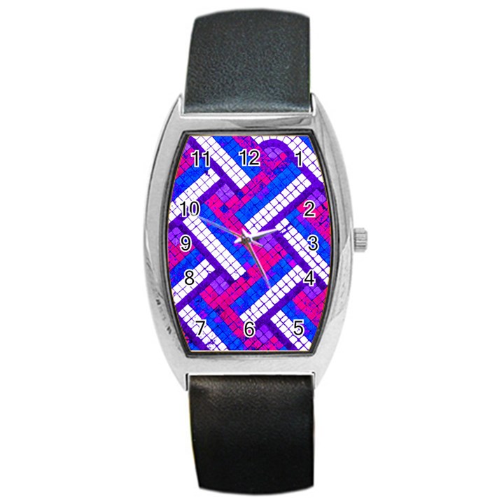 Pop Art Mosaic Barrel Style Metal Watch