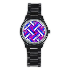 Pop Art Mosaic Stainless Steel Round Watch by essentialimage365