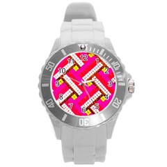 Pop Art Mosaic Round Plastic Sport Watch (l) by essentialimage365