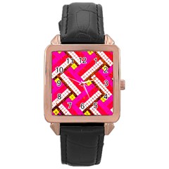 Pop Art Mosaic Rose Gold Leather Watch  by essentialimage365