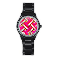 Pop Art Mosaic Stainless Steel Round Watch by essentialimage365