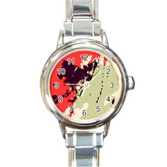 Abstract Colorful Pattern Round Italian Charm Watch by AlphaOmega