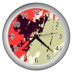 Abstract Colorful Pattern Wall Clock (silver)