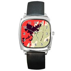 Abstract Colorful Pattern Square Metal Watch by AlphaOmega