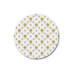 Uruguay Symbol Motif Pattern Rubber Round Coaster (4 Pack)  by dflcprintsclothing