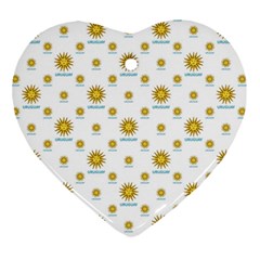 Uruguay Symbol Motif Pattern Heart Ornament (two Sides) by dflcprintsclothing