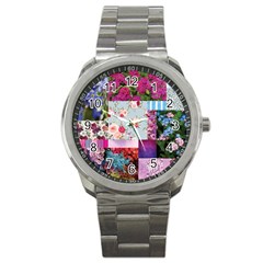 Pink Purple Aesthetic Sport Metal Watch by designsbymallika