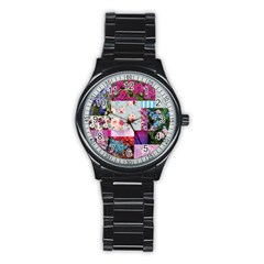 Pink Purple Aesthetic Stainless Steel Round Watch by designsbymallika