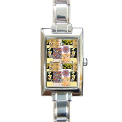 Yellow Aesthetics Rectangle Italian Charm Watch by designsbymallika