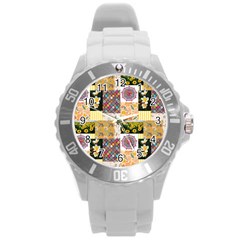 Yellow Aesthetics Round Plastic Sport Watch (l) by designsbymallika