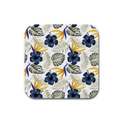 Tropical Blue Love Rubber Square Coaster (4 Pack)  by designsbymallika