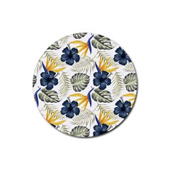 Tropical Blue Love Rubber Round Coaster (4 Pack)  by designsbymallika