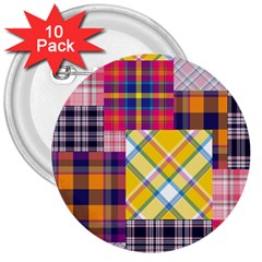 Checks Pattern 3  Buttons (10 pack) 