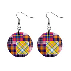 Checks Pattern Mini Button Earrings