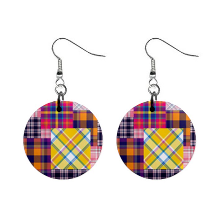 Checks Pattern Mini Button Earrings